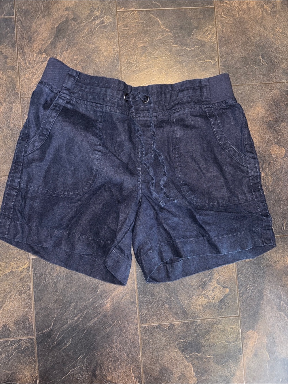 Navy Drawstring Casual Shorts
